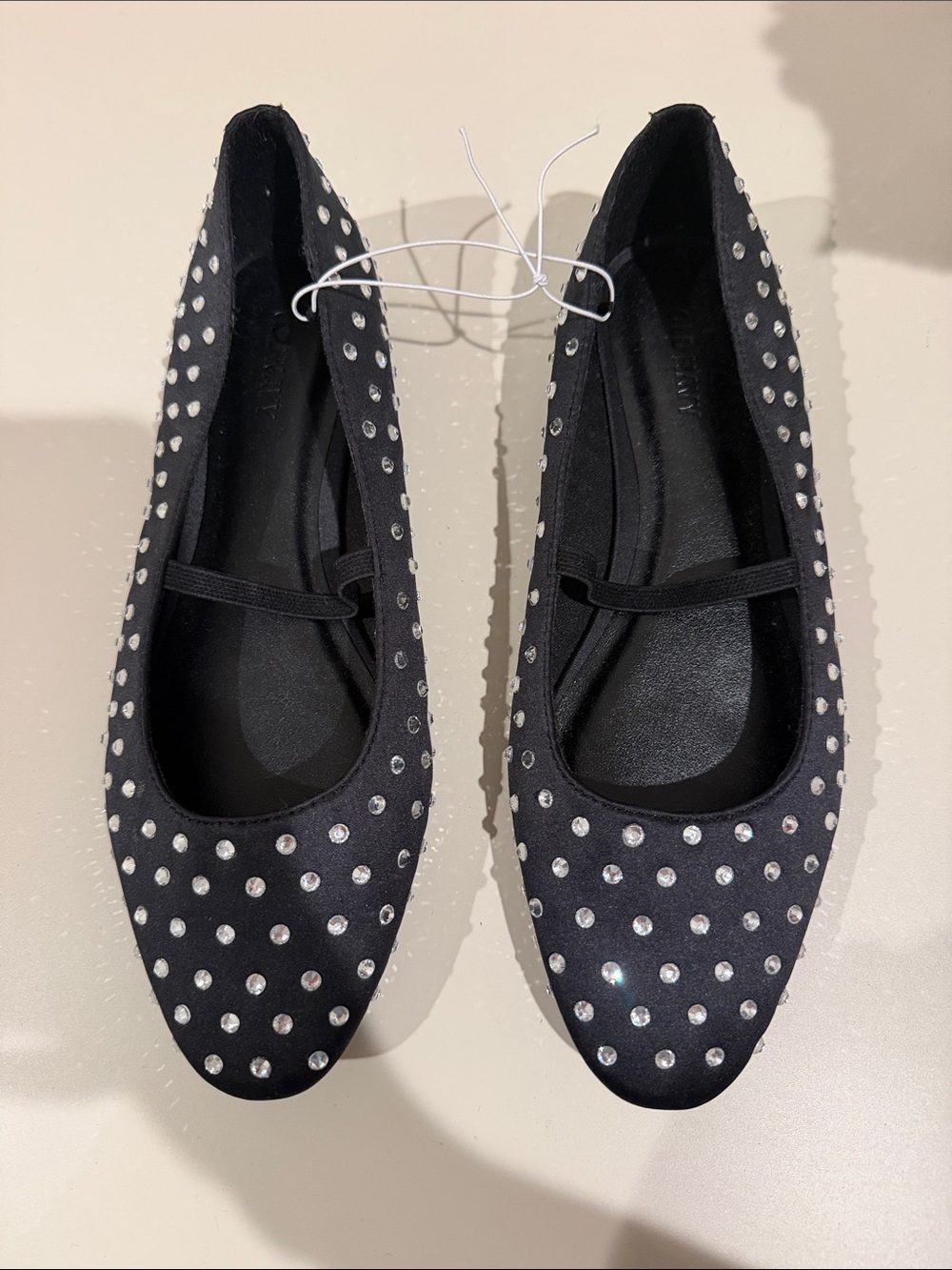 Old Navy Black Rhinestone Studded Ballet Flats